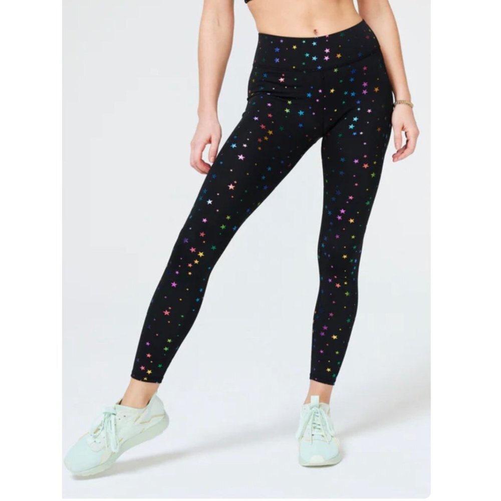 TEREZ UpLift‎ Leggings in Rainbow Mini Foil Stars sz L